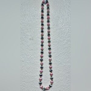Vintage Woven Pink and Gray Beaded Necklace